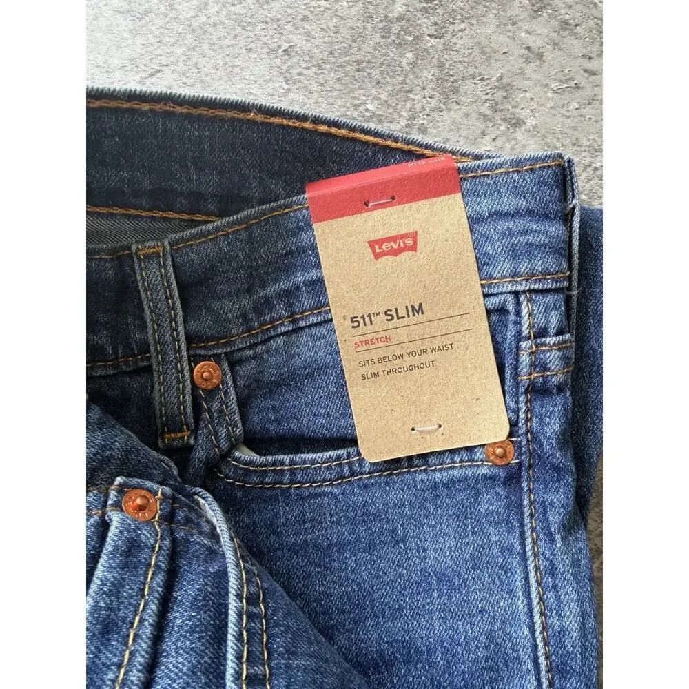 Levi's 511 Men's Slim Fit Stretch Jeans Blue 30x29 NWT Sits Below Waist